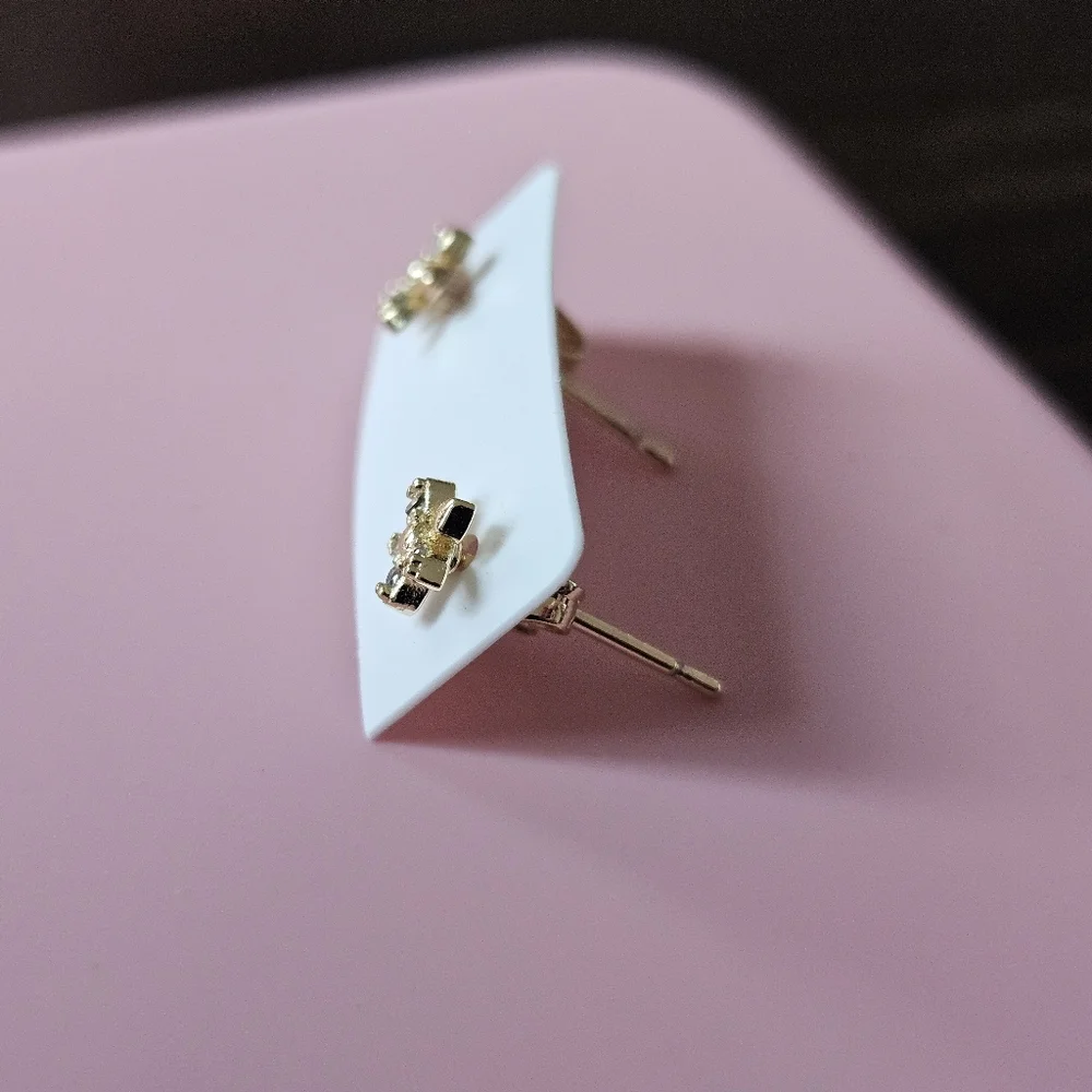 Gold Painted Floral Stud Earrings